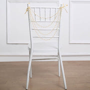 16" Pre-Tied Faux Pearl String Beaded Chiavari Chair Back Garland Sash