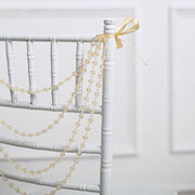 16" Pre-Tied Faux Pearl String Beaded Chiavari Chair Back Garland Sash