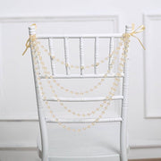16" Pre-Tied Faux Pearl String Beaded Chiavari Chair Back Garland Sash