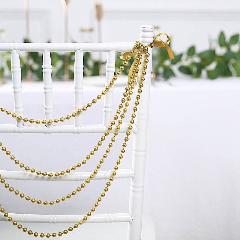 16" Pre-Tied Faux Pearl String Beaded Chiavari Chair Back Garland Sash