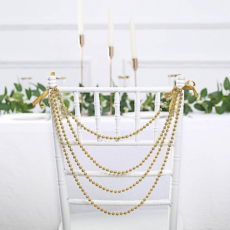 16" Pre-Tied Faux Pearl String Beaded Chiavari Chair Back Garland Sash