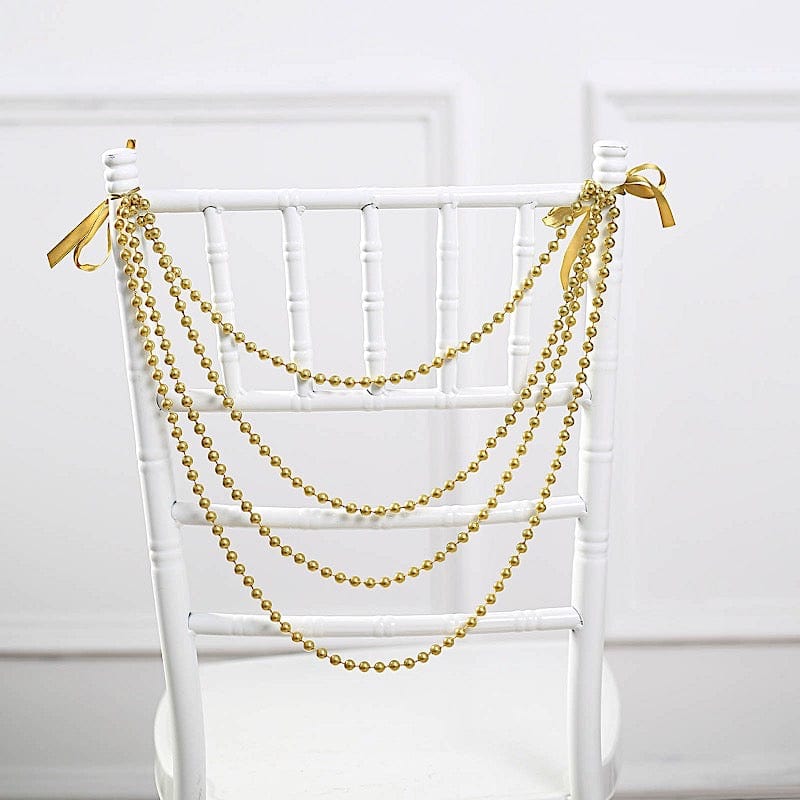 16" Pre-Tied Faux Pearl String Beaded Chiavari Chair Back Garland Sash