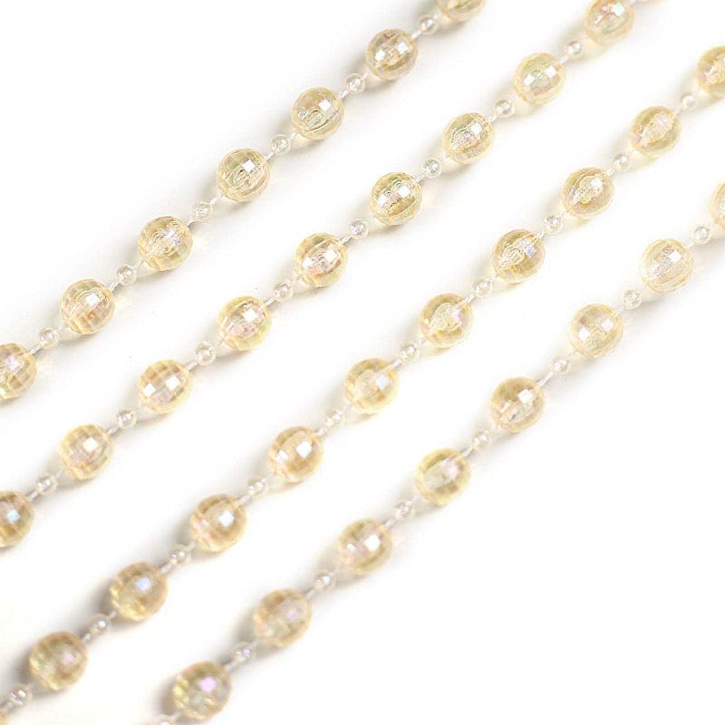 16" Pre-Tied Faux Pearl String Beaded Chiavari Chair Back Garland Sash BEAD_GRLD_004_AMB