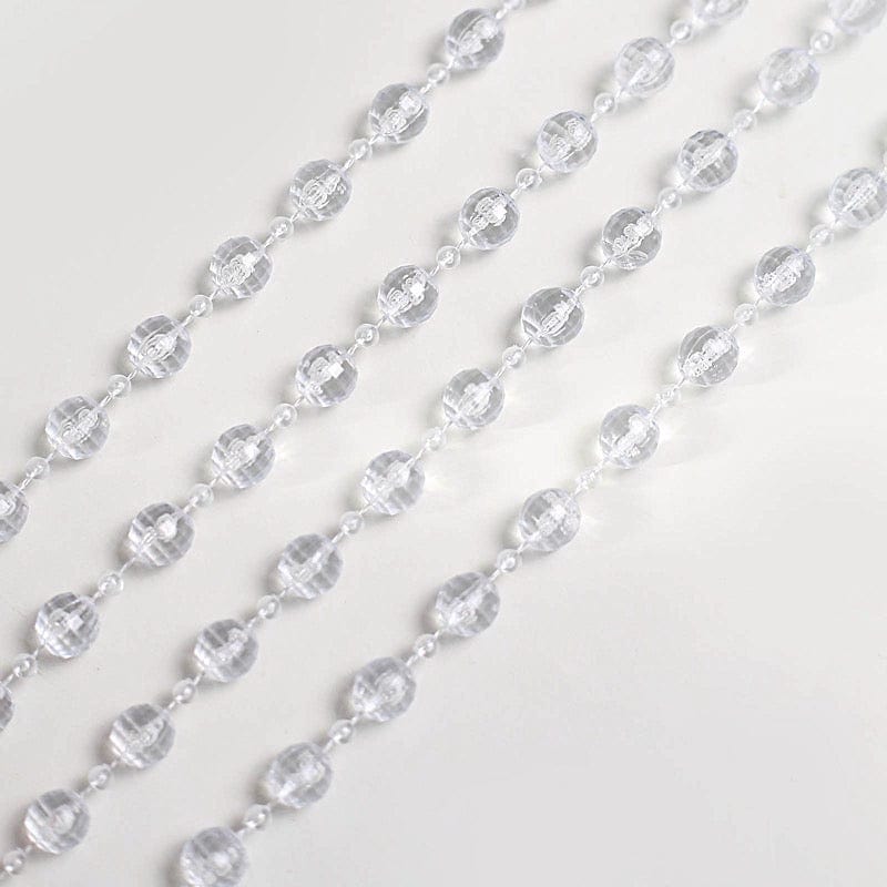 16" Pre-Tied Faux Pearl String Beaded Chiavari Chair Back Garland Sash BEAD_GRLD_004_CLR