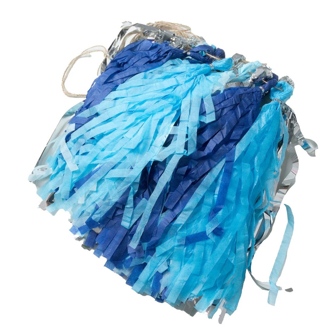 16 Pre-Tied Paper and Foil Tassels Garland with 10 ft Hanging String