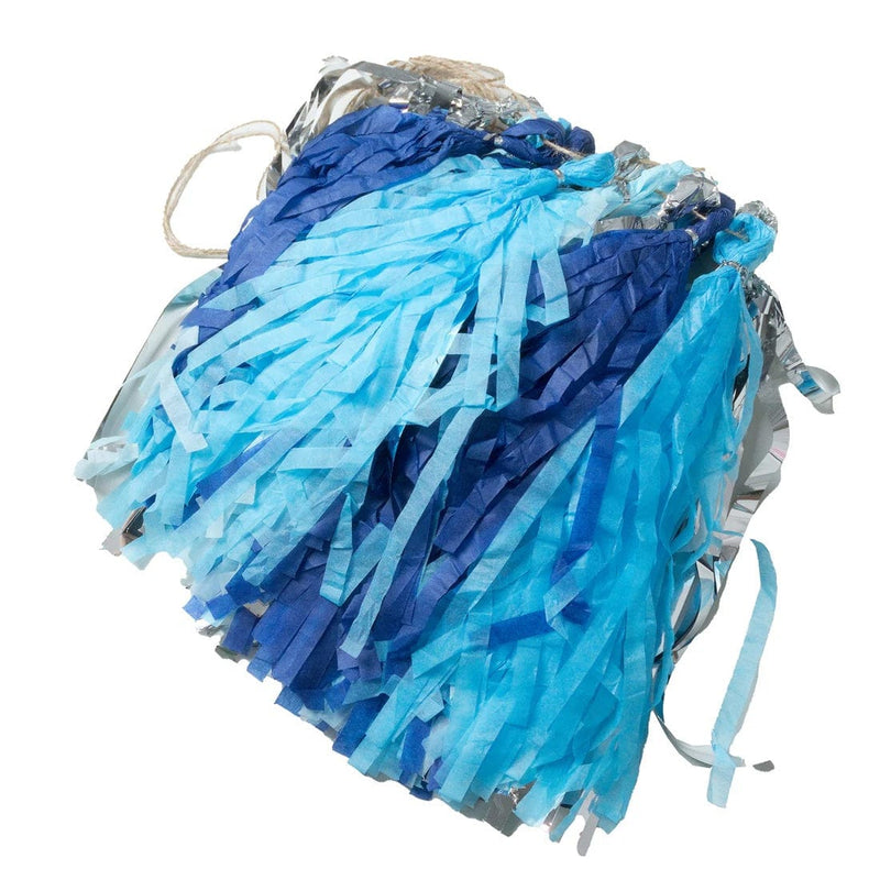 16 Pre-Tied Paper and Foil Tassels Garland with 10 ft Hanging String