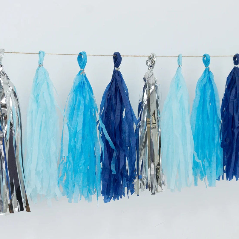 16 Pre-Tied Paper and Foil Tassels Garland with 10 ft Hanging String