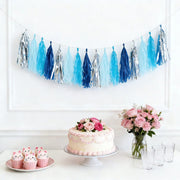 16 Pre-Tied Paper and Foil Tassels Garland with 10 ft Hanging String