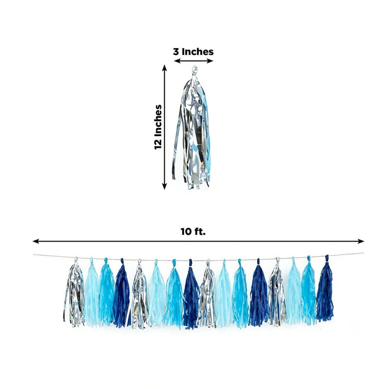 16 Pre-Tied Paper and Foil Tassels Garland with 10 ft Hanging String