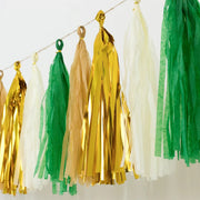 16 Pre-Tied Paper and Foil Tassels Garland with 10 ft Hanging String