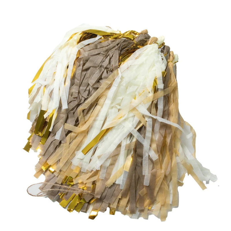 16 Pre-Tied Paper and Foil Tassels Garland with 10 ft Hanging String