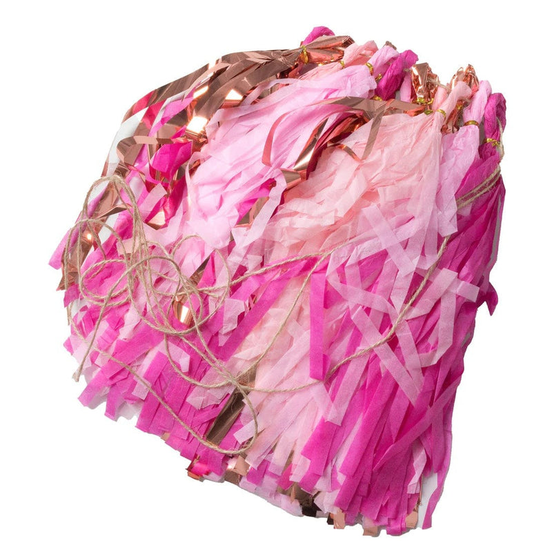 16 Pre-Tied Paper and Foil Tassels Garland with 10 ft Hanging String