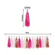 16 Pre-Tied Paper and Foil Tassels Garland with 10 ft Hanging String
