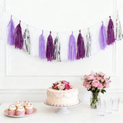16 Pre-Tied Paper and Foil Tassels Garland with 10 ft Hanging String