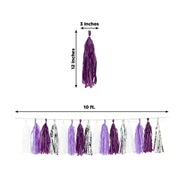 16 Pre-Tied Paper and Foil Tassels Garland with 10 ft Hanging String