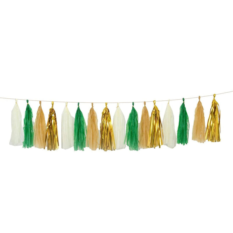 16 Pre-Tied Paper and Foil Tassels Garland with 10 ft Hanging String PAP_GRLD_MIX_GRNGD