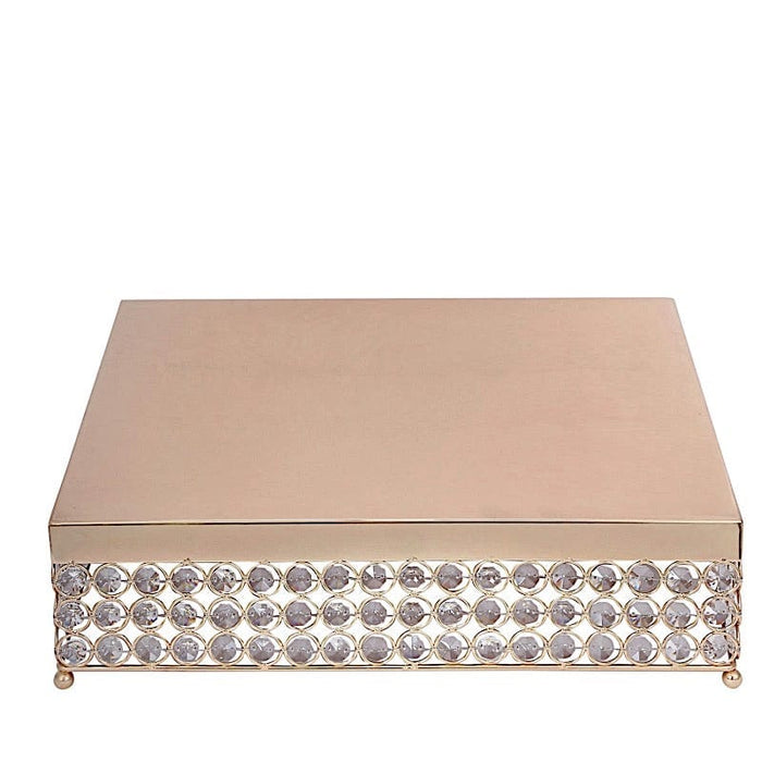 16" Square Metal Cake Stand with Crystal Beads