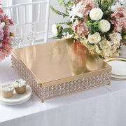 16" Square Metal Cake Stand with Crystal Beads