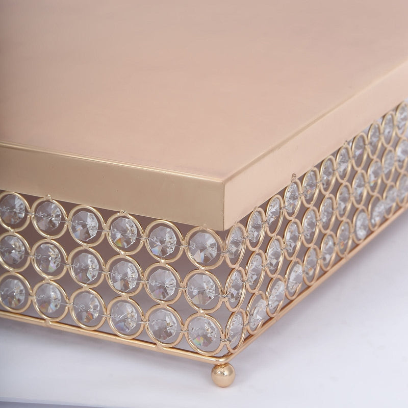 16" Square Metal Cake Stand with Crystal Beads