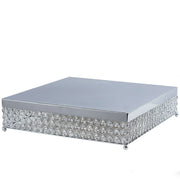 16" Square Metal Cake Stand with Crystal Beads