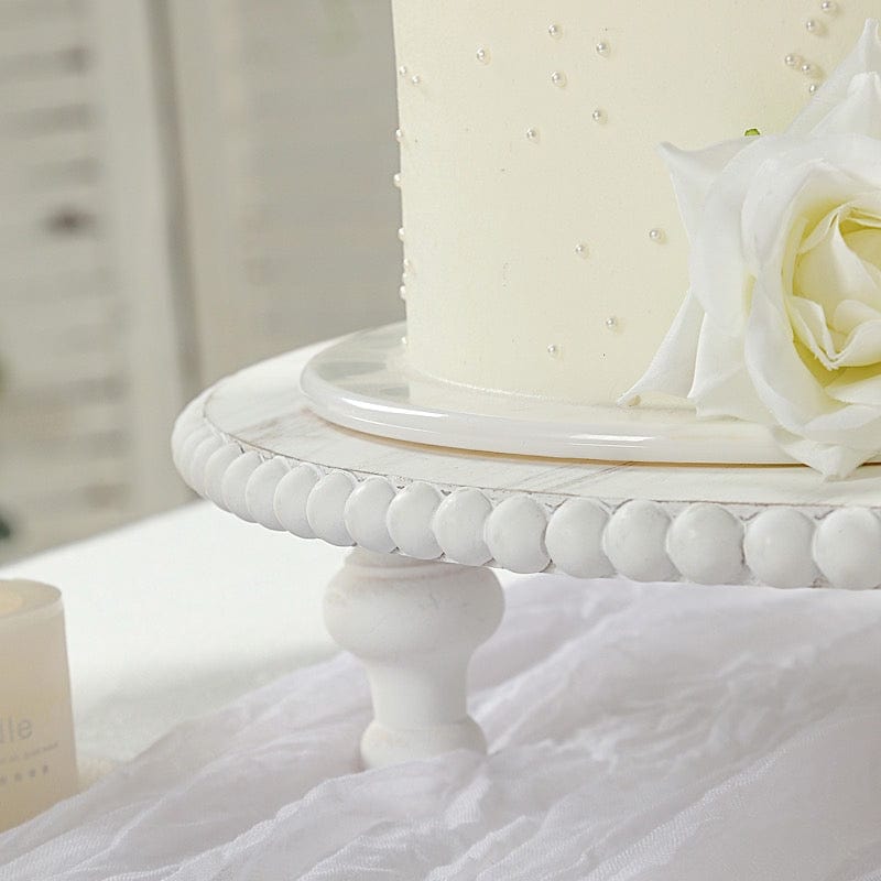 16" Wooden Centerpiece Plates - Antique White CAKE_WOD027_1T_16_WHT