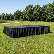 16"x 10 ft  Portable Wrinkle-Free Shirred Pleated Stag Table Skirt SKT_SCUBA_STG_1610_BLK