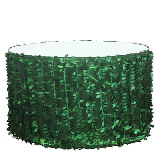 17 ft 3D Leaf Petal Taffeta Fabric Table Skirt - Green SKT_LEAF_GRN_17