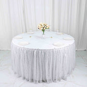 17 ft Sequin Pleated Satin Table Skirt with Closure Strip