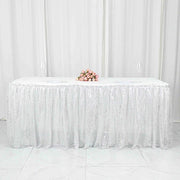 17 ft Sequin Pleated Satin Table Skirt with Closure Strip