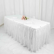 17 ft Sequin Pleated Satin Table Skirt with Closure Strip