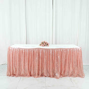 17 ft Sequin Pleated Satin Table Skirt with Closure Strip