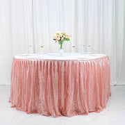 17 ft Sequin Pleated Satin Table Skirt with Closure Strip