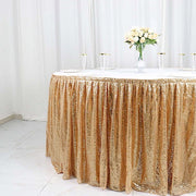 17 ft Sequin Pleated Satin Table Skirt with Closure Strip