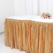 17 ft Sequin Pleated Satin Table Skirt with Closure Strip