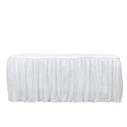 17 ft Sequin Pleated Satin Table Skirt with Closure Strip SKT_02P_SILV_17