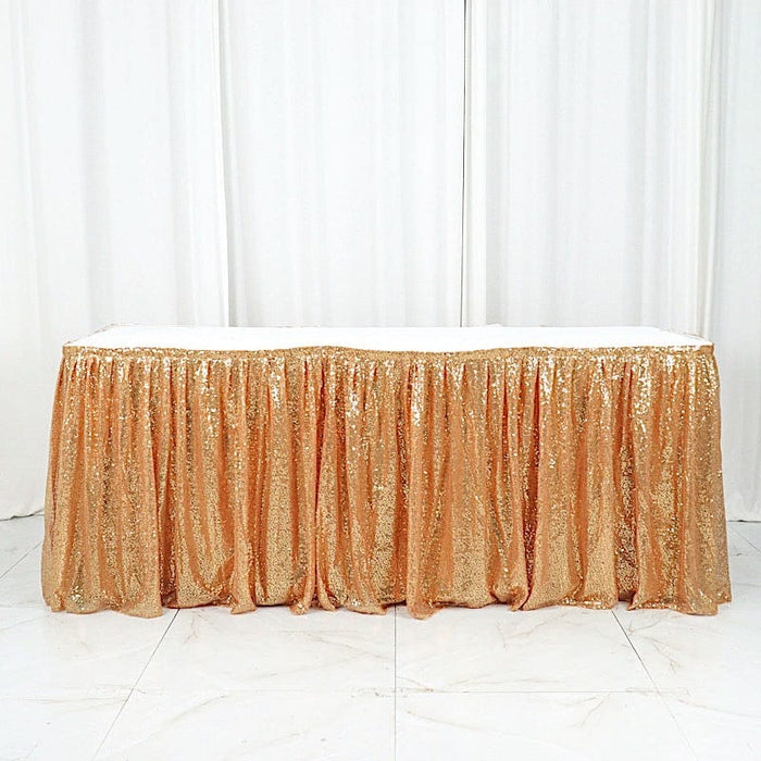 17 ft Sequin Pleated Satin Table Skirt with Velcro Strip