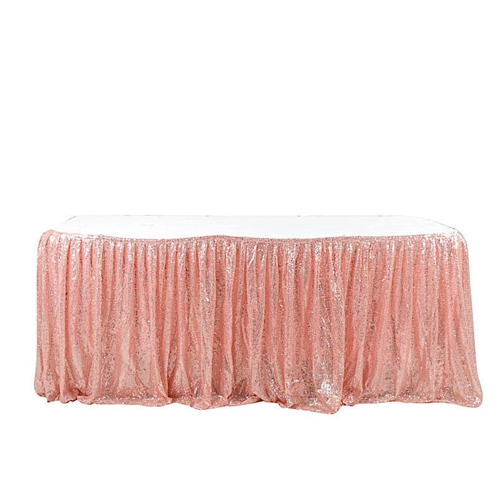 17 ft Sequin Pleated Satin Table Skirt with Velcro Strip