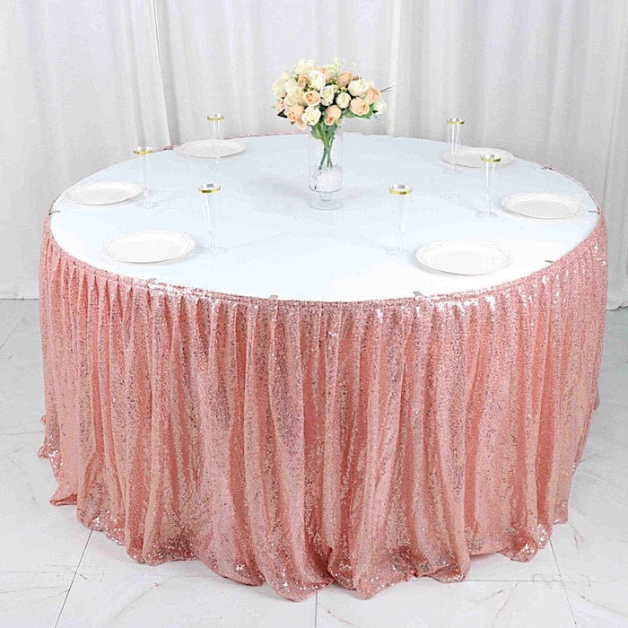 17 ft Sequin Pleated Satin Table Skirt with Velcro Strip