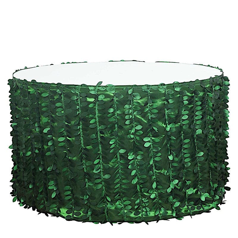 17 ft Taffeta Table Skirt with 3D Leaves Petals Design - Green