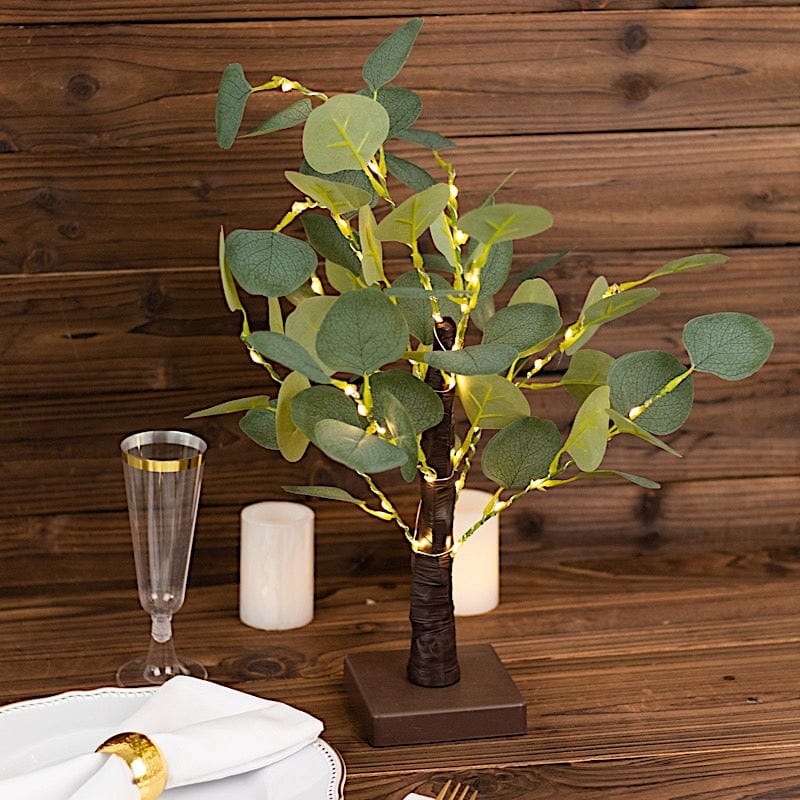 17" LED Fairy Lighted Artificial Eucalyptus Plant - Warm White LED_TREE02_GRN