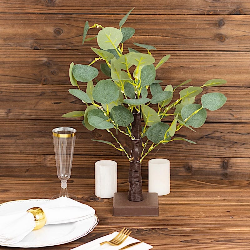 17" LED Fairy Lighted Artificial Eucalyptus Plant - Warm White LED_TREE02_GRN