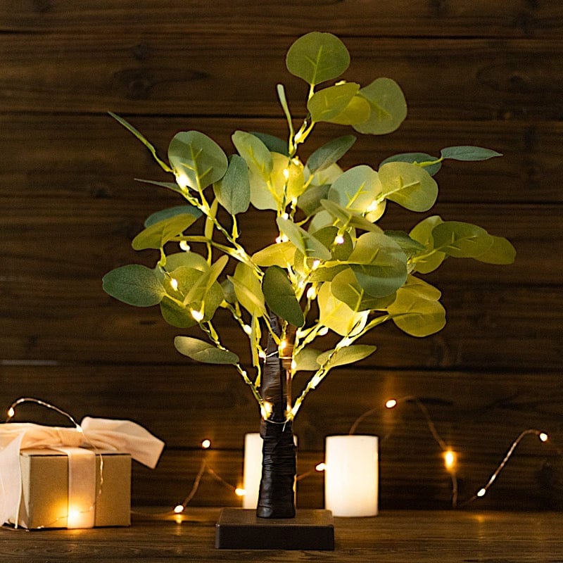 17" LED Fairy Lighted Artificial Eucalyptus Plant - Warm White LED_TREE02_GRN