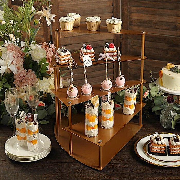 17" Metal 4 Tier Spiral Stairway Cupcake Dessert Stand - Gold