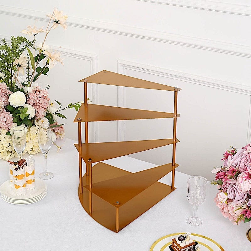 17" Spiral 4 Tier Metal Stairway Cupcake Display Stand - Gold CHDLR_CAKE17_GOLD