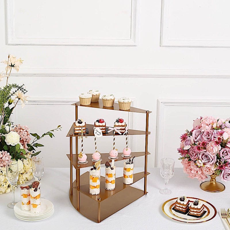 17" Spiral 4 Tier Metal Stairway Cupcake Display Stand - Gold CHDLR_CAKE17_GOLD