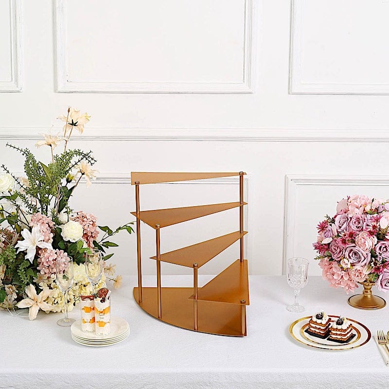 17" Spiral 4 Tier Metal Stairway Cupcake Display Stand - Gold CHDLR_CAKE17_GOLD