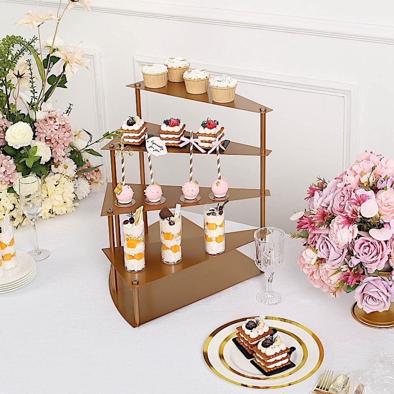 17" Spiral 4 Tier Metal Stairway Cupcake Display Stand - Gold CHDLR_CAKE17_GOLD