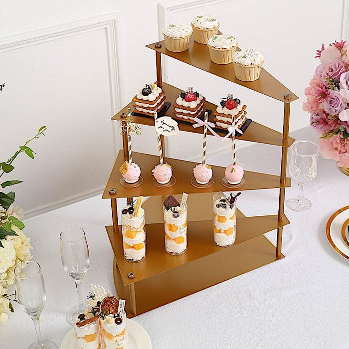 17" Metal 4 Tier Spiral Stairway Cupcake Dessert Stand - Gold