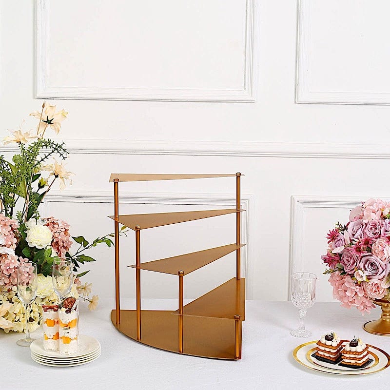 17" Spiral 4 Tier Metal Stairway Cupcake Display Stand - Gold CHDLR_CAKE17_GOLD