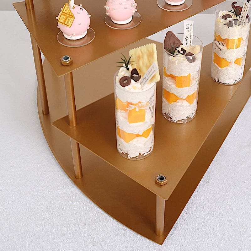 17" Spiral 4 Tier Metal Stairway Cupcake Display Stand - Gold CHDLR_CAKE17_GOLD
